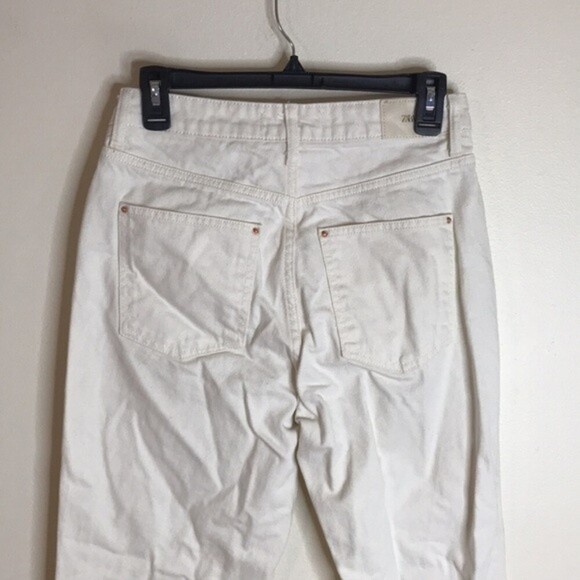 Zara ladies high rise mom jeans with fringe ankles size 6 - Picture 9 of 11